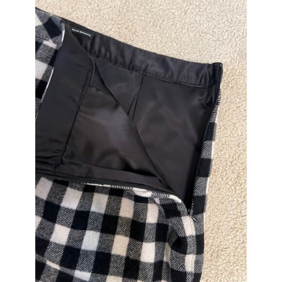 Club Monaco Black & White Checkered Plaid Mini Skirt Cashmere Wool Size XL 14 - Picture 4 of 10